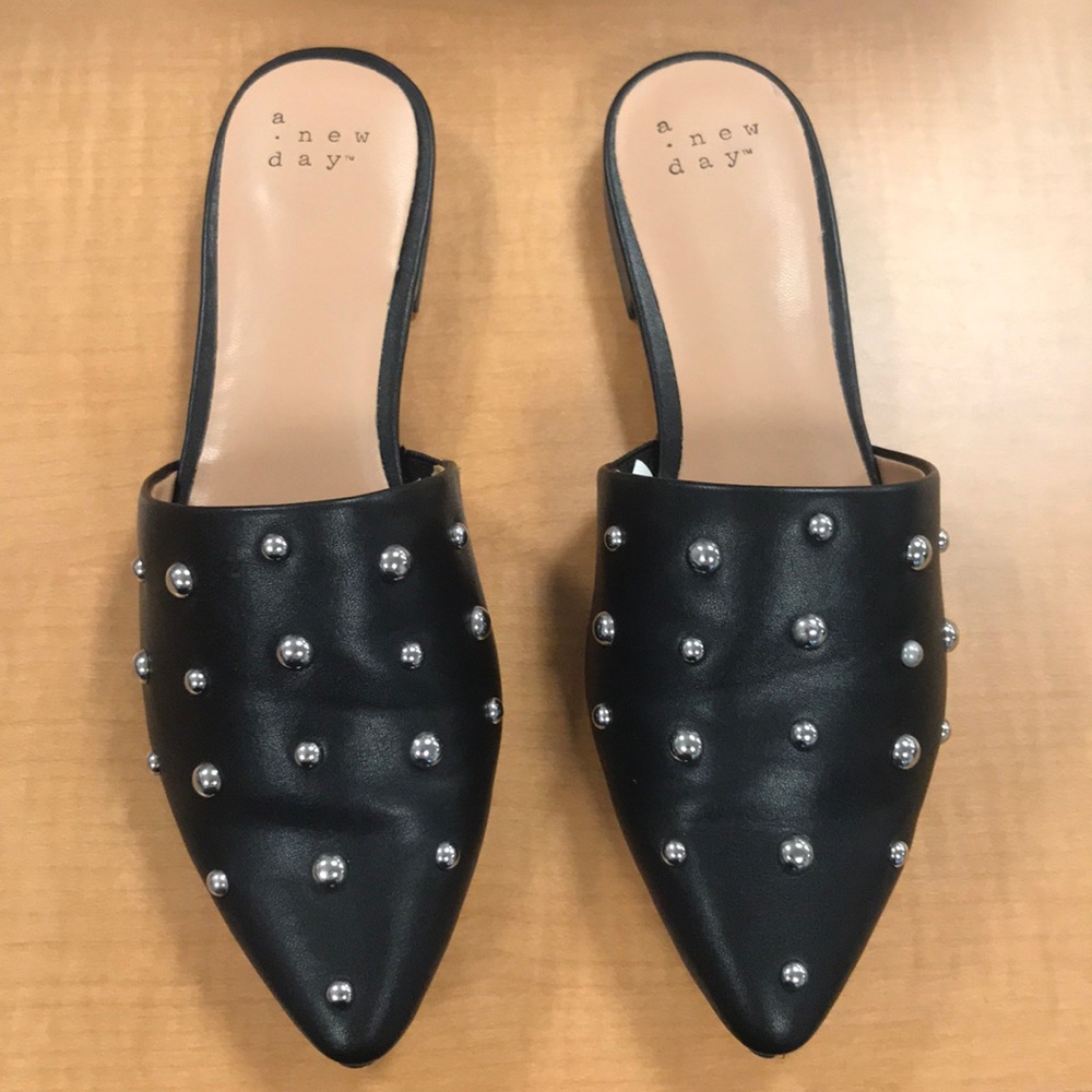 A New Day by Target Black Studded Mules Size 6